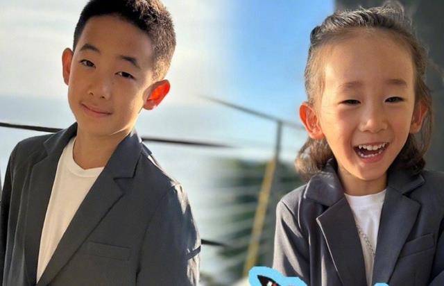 应采儿晒俩儿子,jasper和弟弟穿西装好帅气,3岁hoho长发抢镜_陈小春