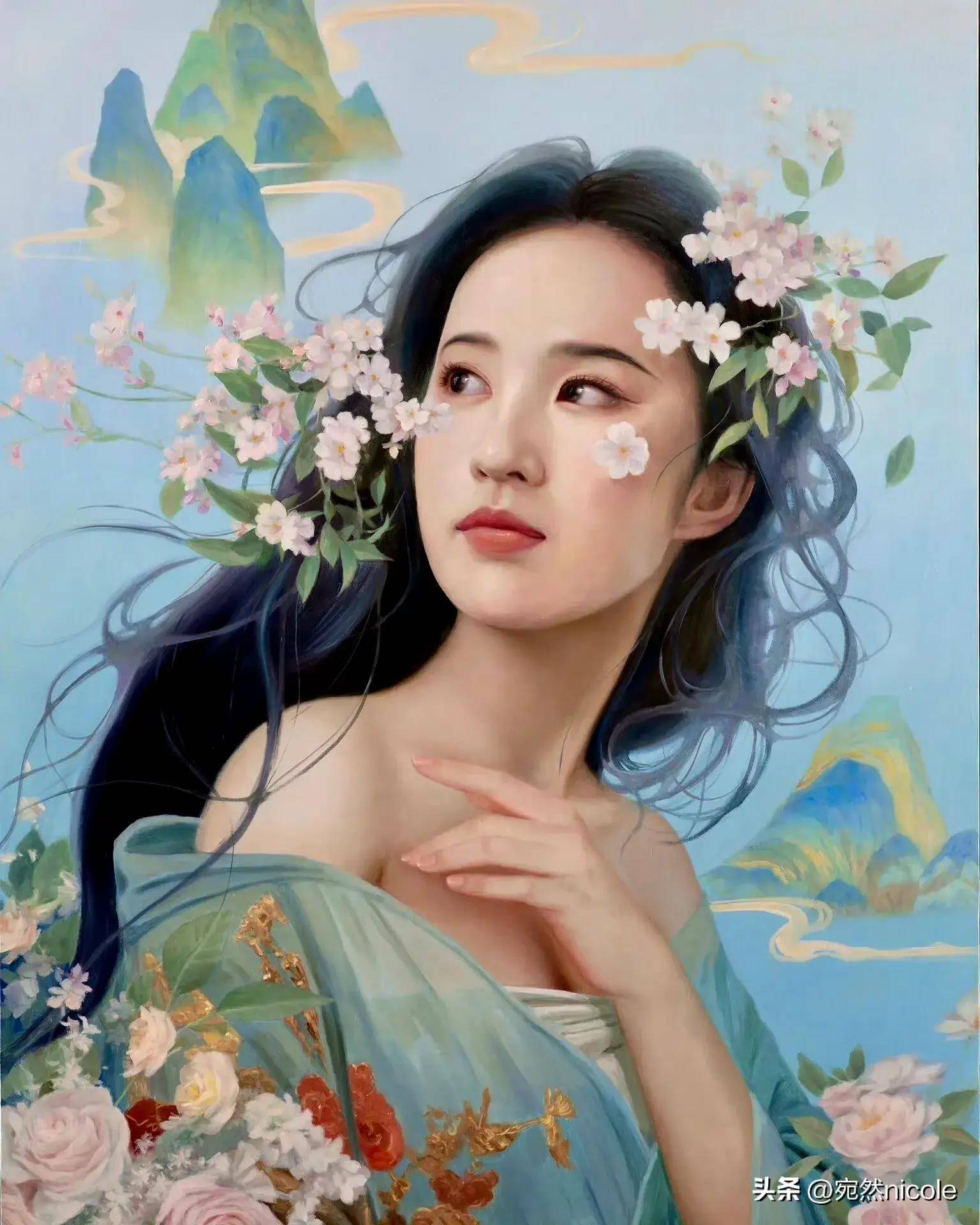 油画公主刘亦菲,花仙子来啦!_仪态_玫瑰_故事