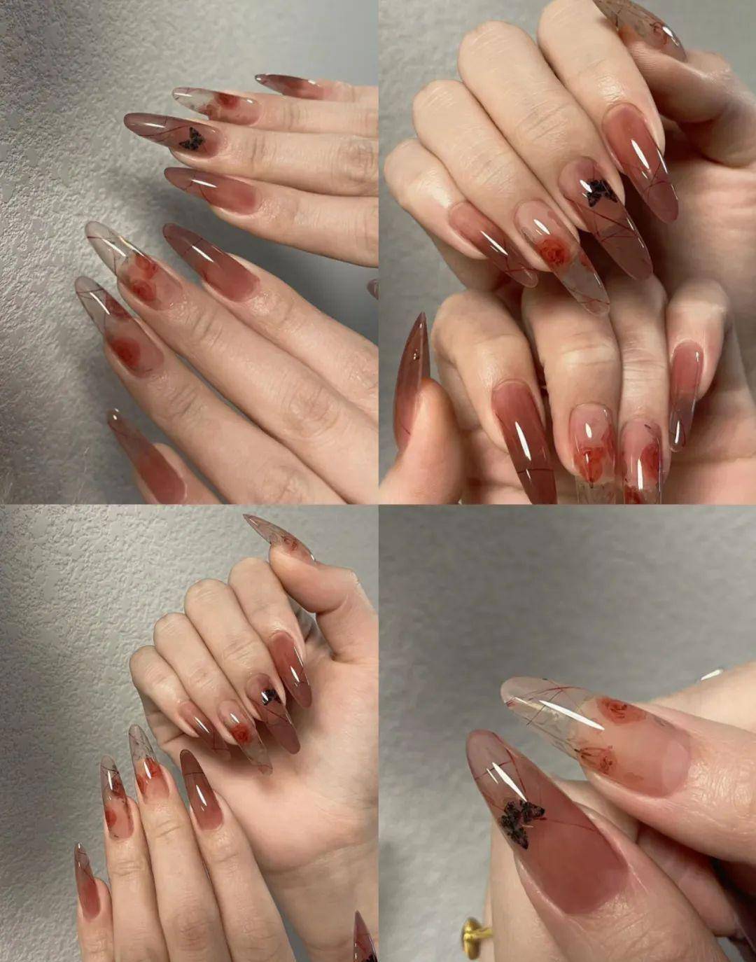 风格独特不撞色,19款复古风格美甲充满美食!_指甲_绿色_墨水