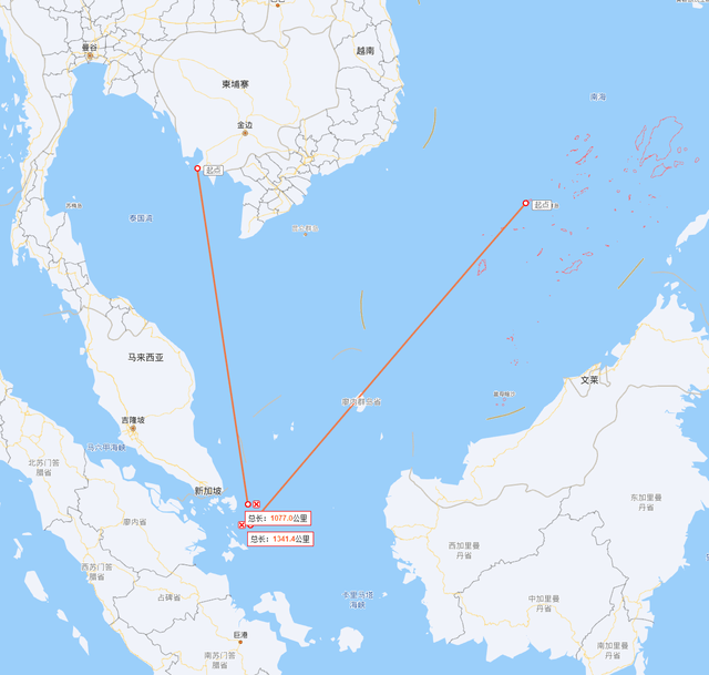 (云壤基地和永暑岛到马六甲海峡入口处的距离对比)所以云壤基地确实对