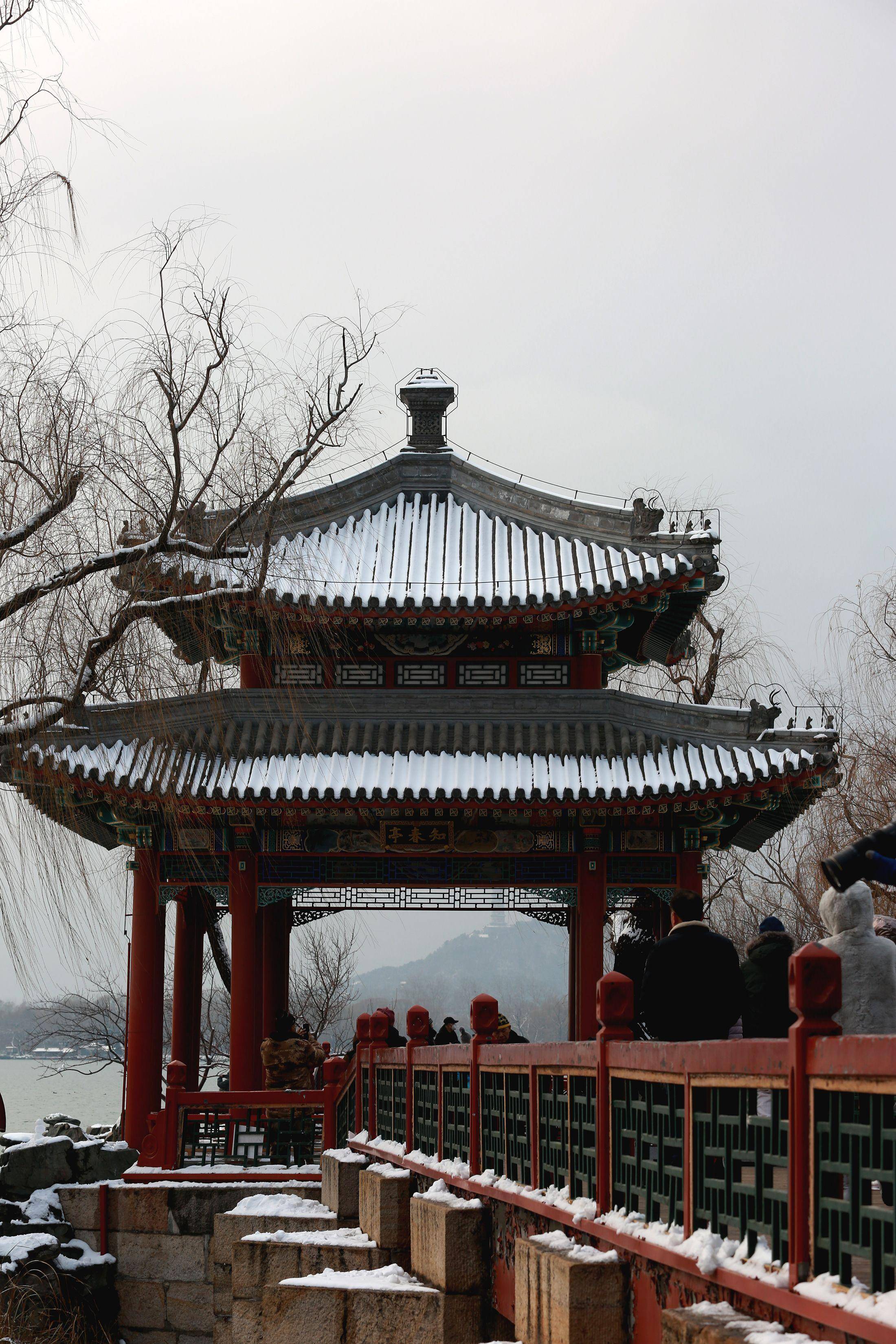 颐和园雪景图图片