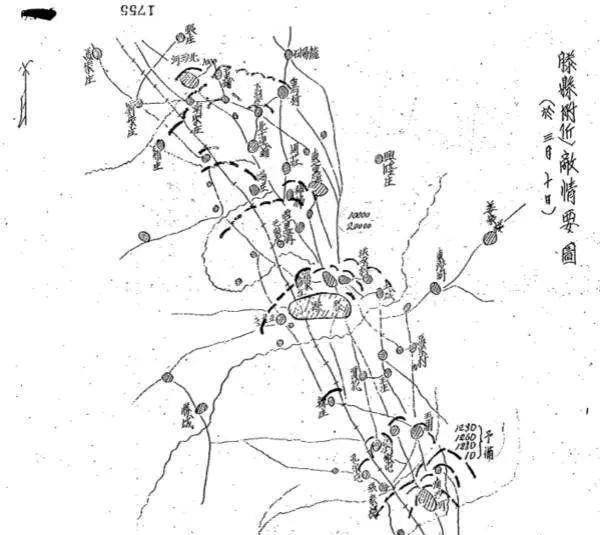 日軍第十聯隊第三大隊突入滕縣南門示意圖,戰鬥的瞬息萬變非常人能