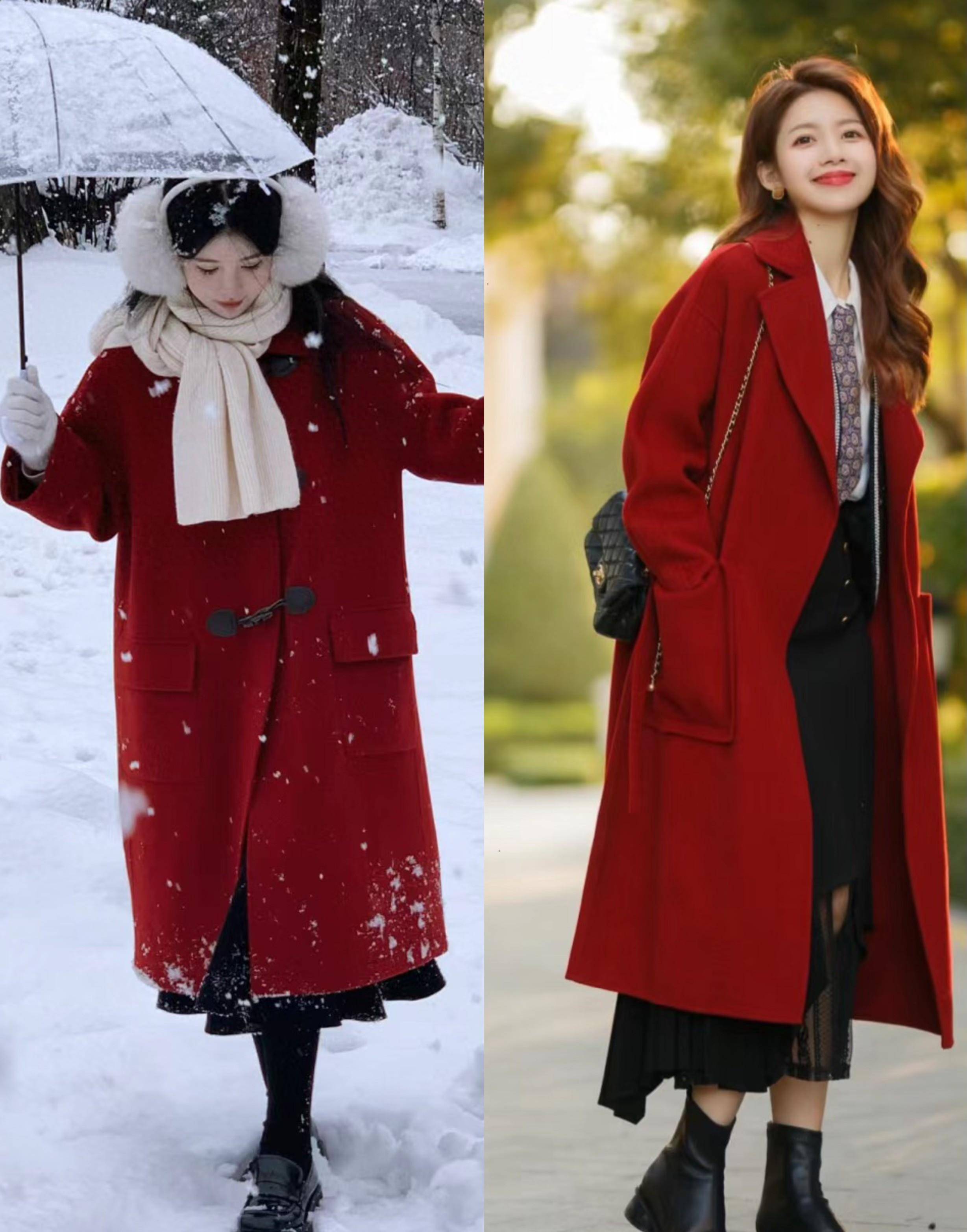 时髦精都爱的红色大衣,冬天这样搭配洋气又显白,谁穿谁好看