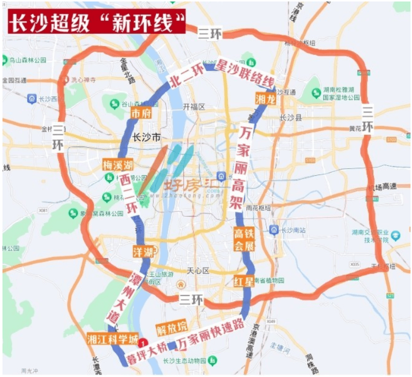 长沙新增一条超级大环线,跨越二环,三环线!_万家丽_改造_湘江