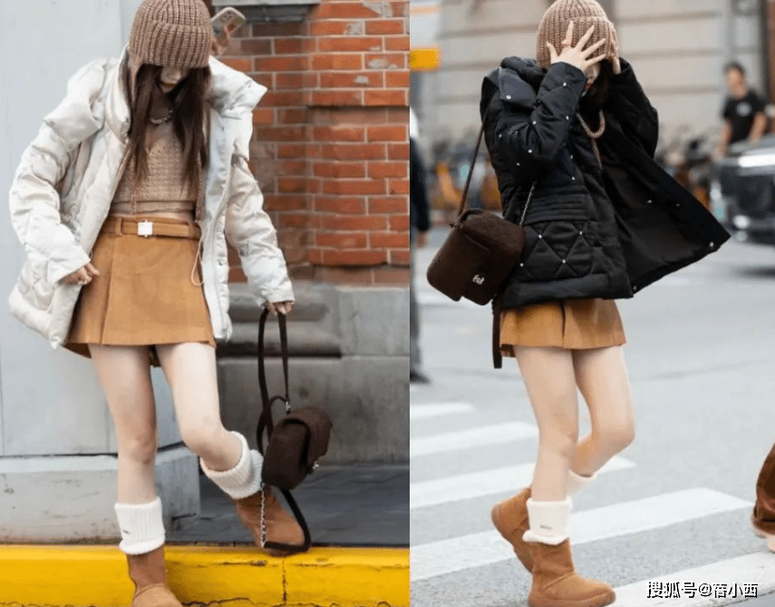 上海安福路的小姐姐太会穿:大衣,羽绒服下面不搭裤子,洋气显瘦_造型