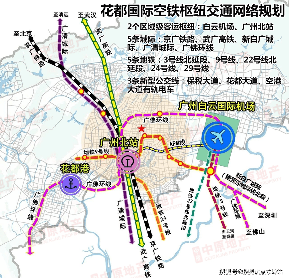 來源:廣州中原研究發展部廣清城際首段今年開通,但二期 (廣州北站