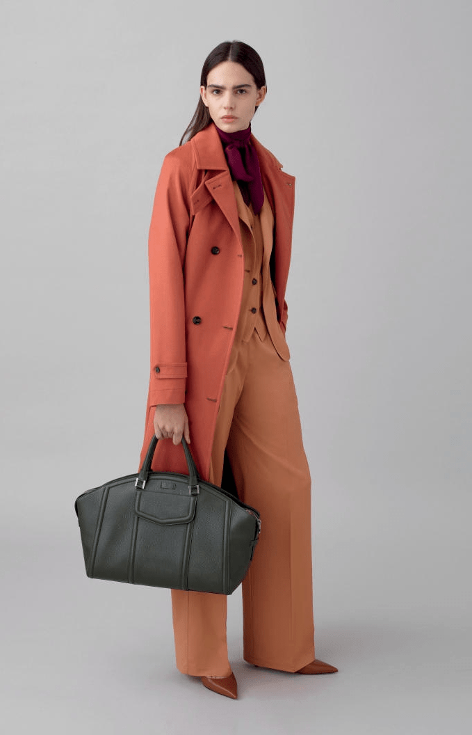 冬天橘色大衣穿搭示范,太温暖了_活力_整体_氛围