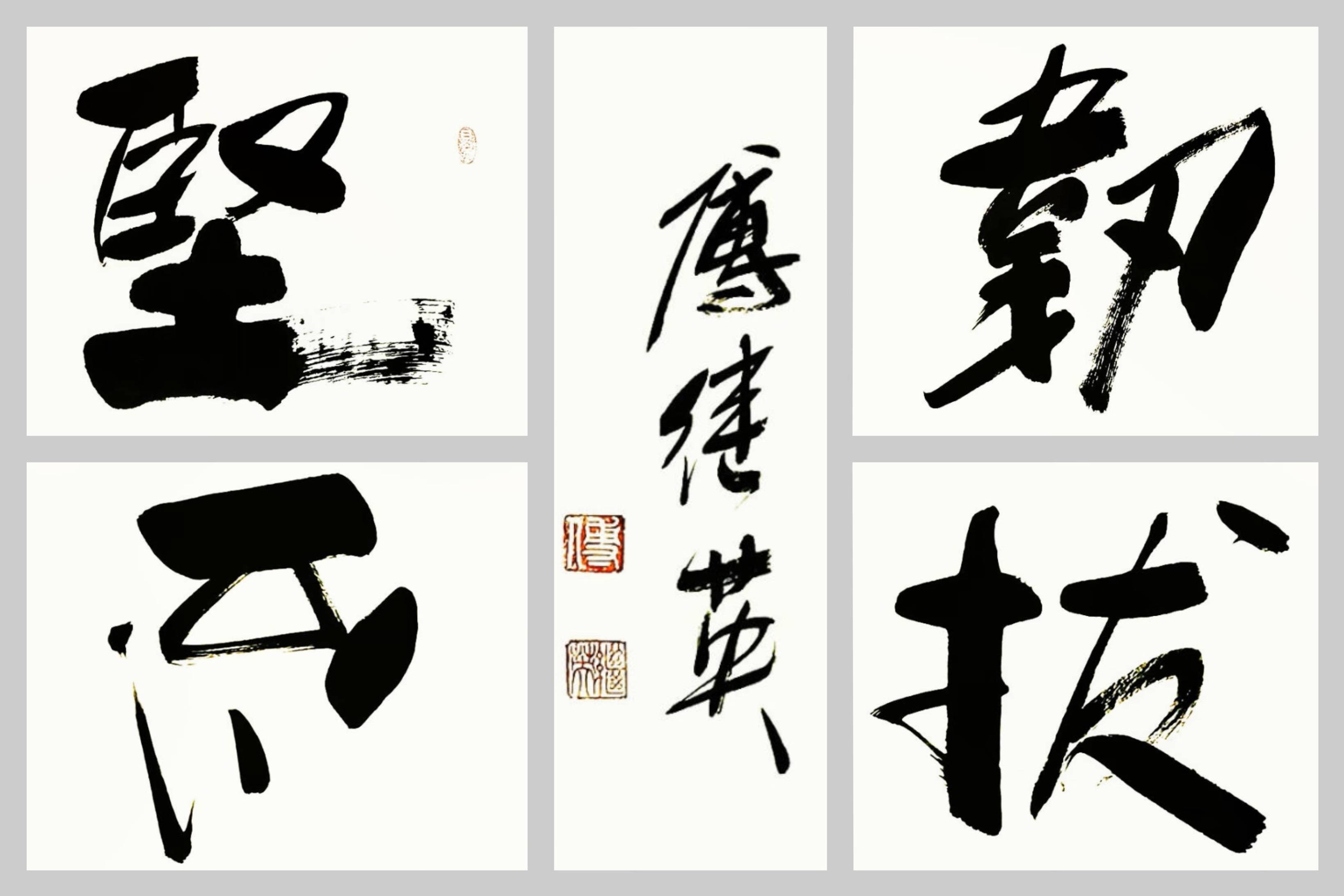 励志正能量字画傅继英书法作品《坚韧不拔》追逐梦想的路上