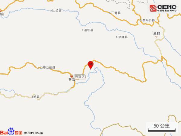 西藏林芝市巴宜区发生38级地震