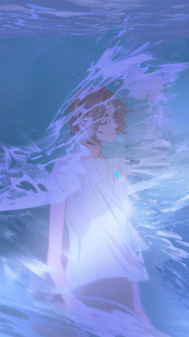 蓝色小清新,治愈系插画,一个人吃饭旅行,一个人走遍的春夏秋冬_手机