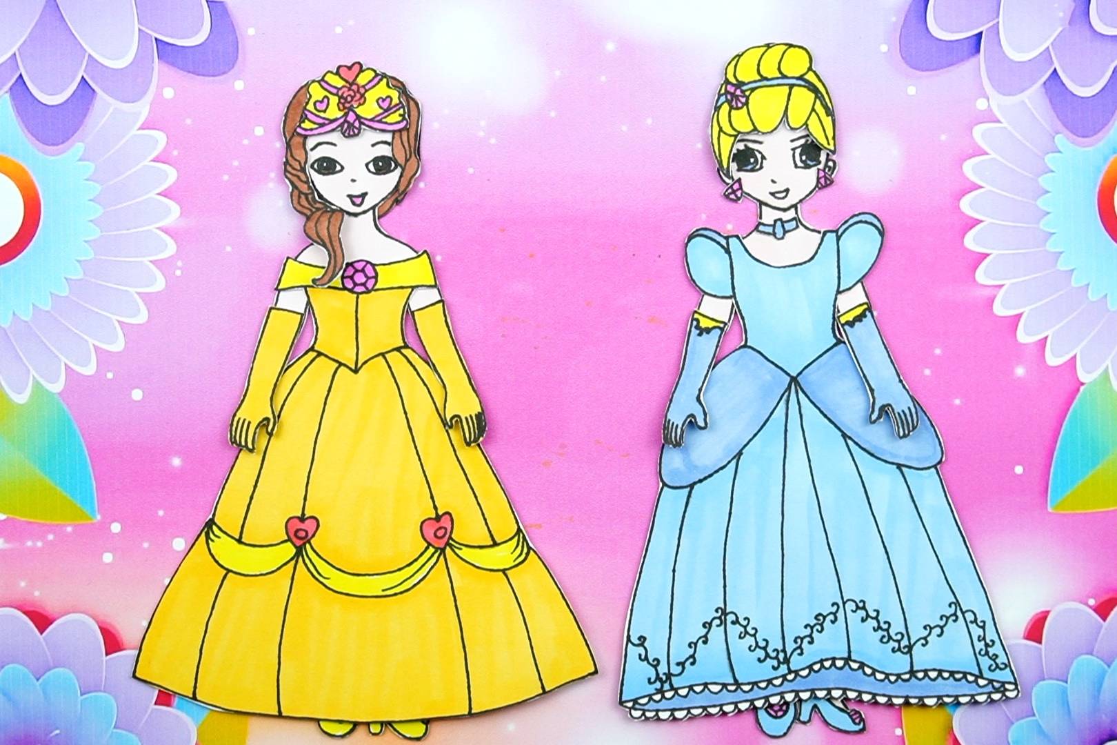 迪士尼公主手工换装秀制作纸娃娃贝儿公主公主装贴纸