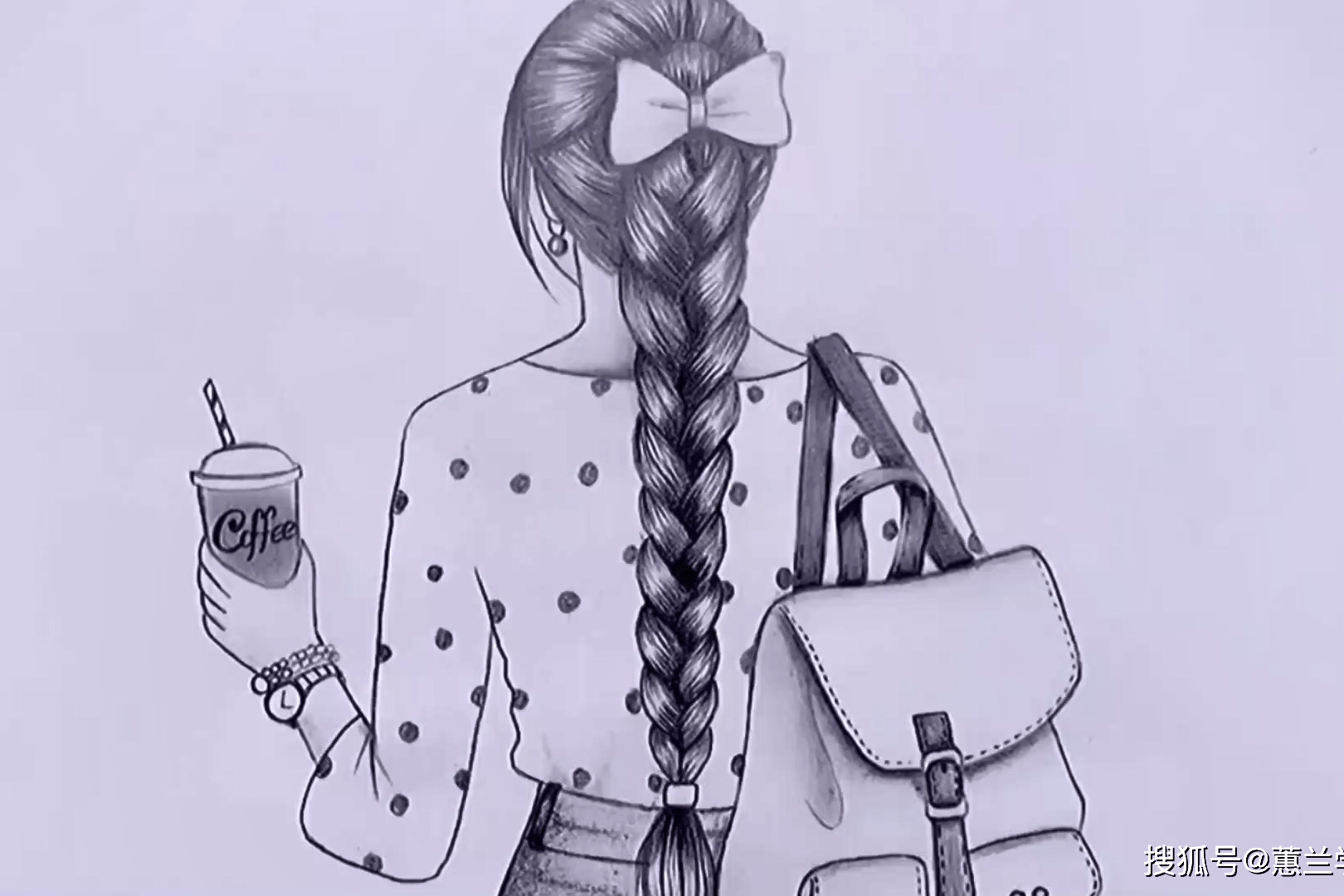 铅笔素描教程如何画一个背着书包的女孩