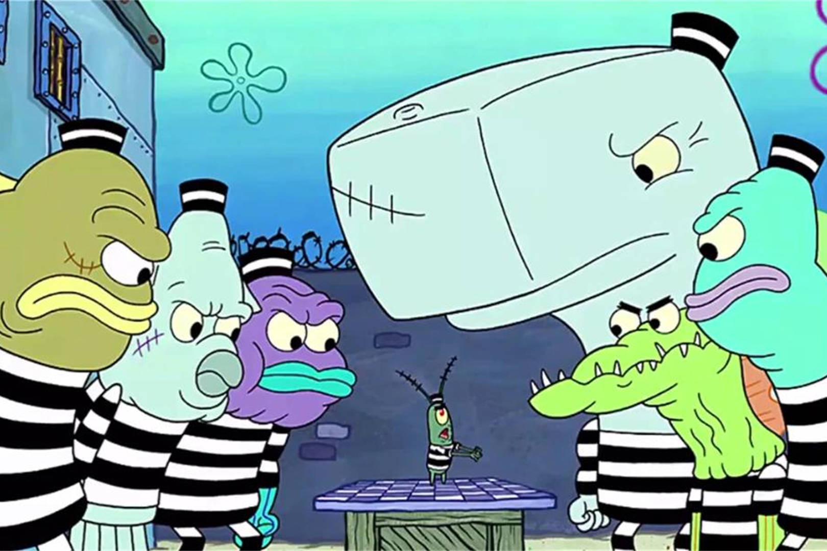 海绵宝宝痞老板竟然在监狱里当上了大哥还现场秘制海霸糊