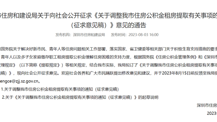 深圳拟上调住房公积金租房提取额度至80%，你觉得合理吗？