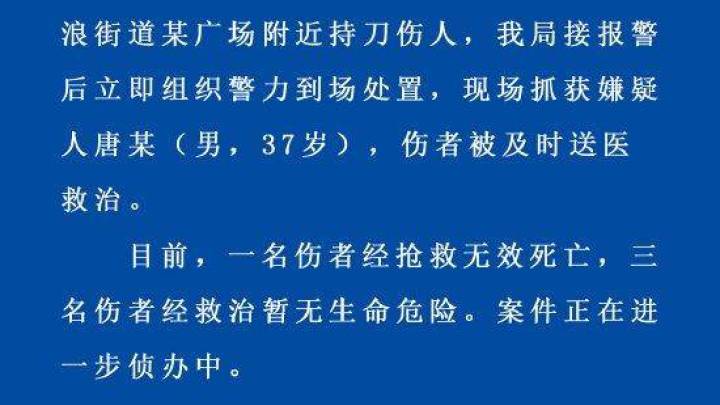 一男子在广场持刀伤人致1死3伤，嫌犯已被捕，你怎么看？