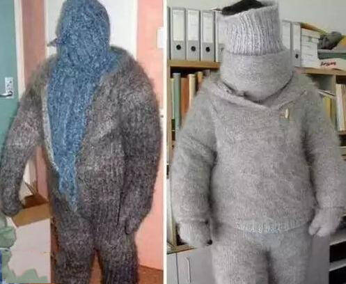 搞笑gif段子女朋友织的毛衣好暖和啊