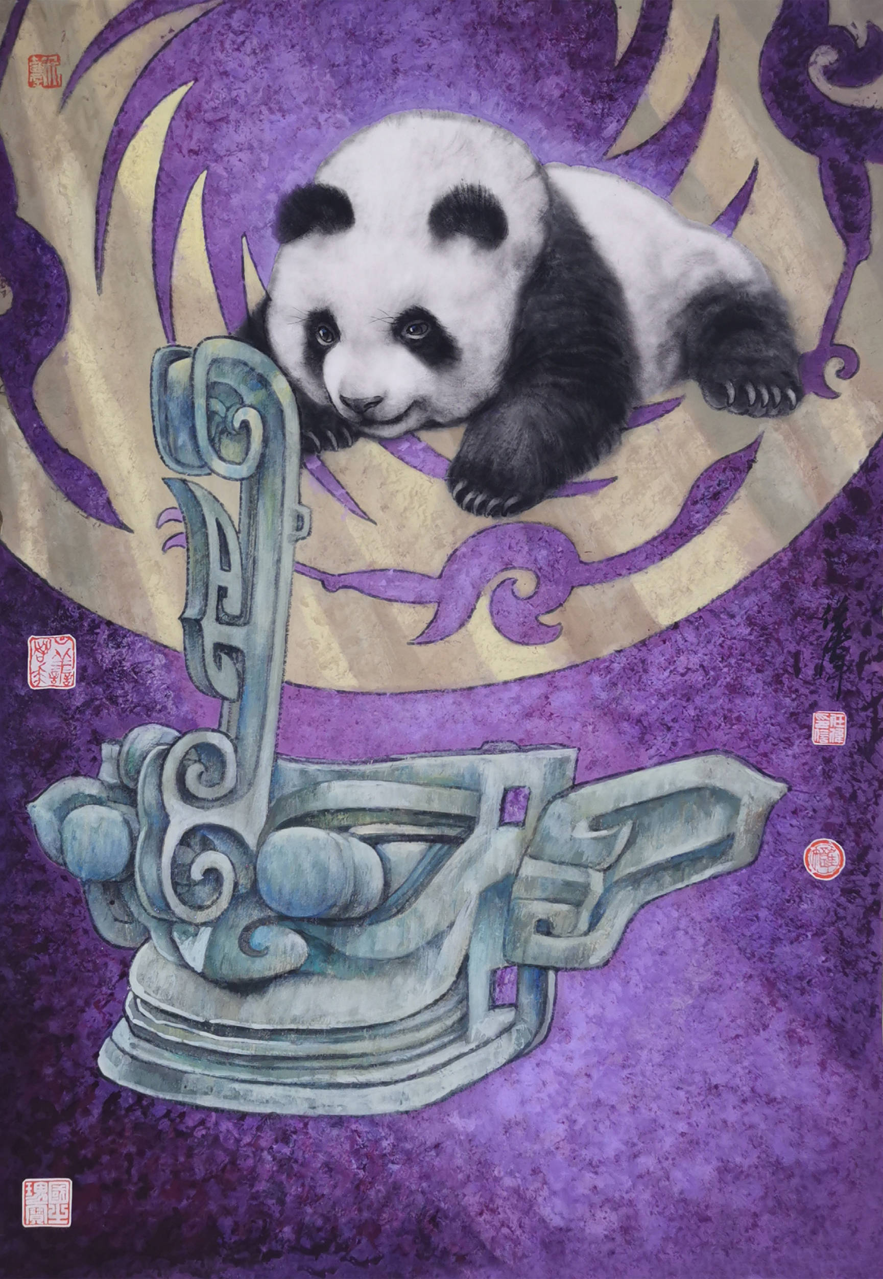 任伟的大熊猫国画作品不断走向国际被巴基斯坦法国德国俄罗斯等