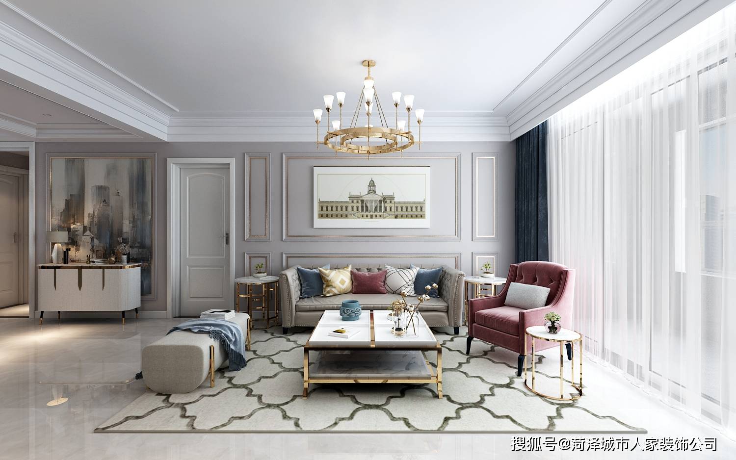 金沙湾140m²美式轻奢--设计说明装修案例赏析效果-搜狐大视野-搜狐新闻