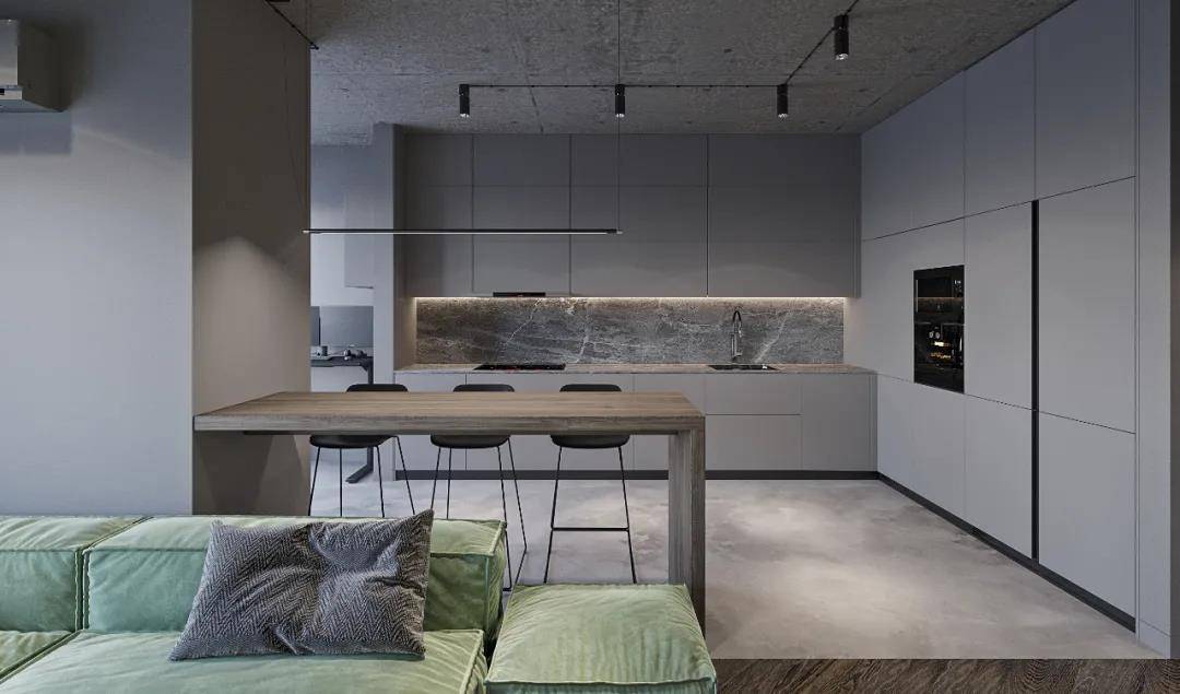 闰年全屋高定丨梦想生活家:极简工业风公寓,灰色调的豪宅范