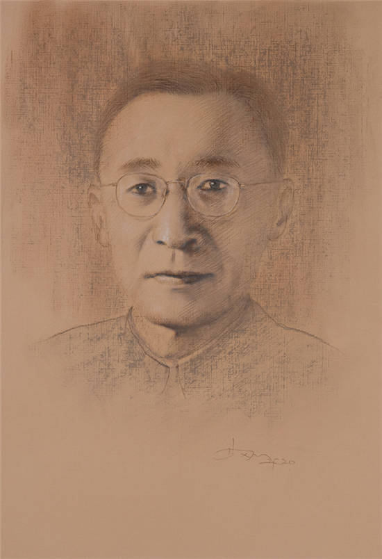 50x35cm杨靖宇 素描淡彩 50x35cm蔡和森 素描淡彩 50x35cm焦裕禄 素描