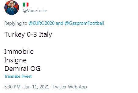 穿越来的？网友完美预测意大利比分+进球 乌龙都对了_德米拉尔