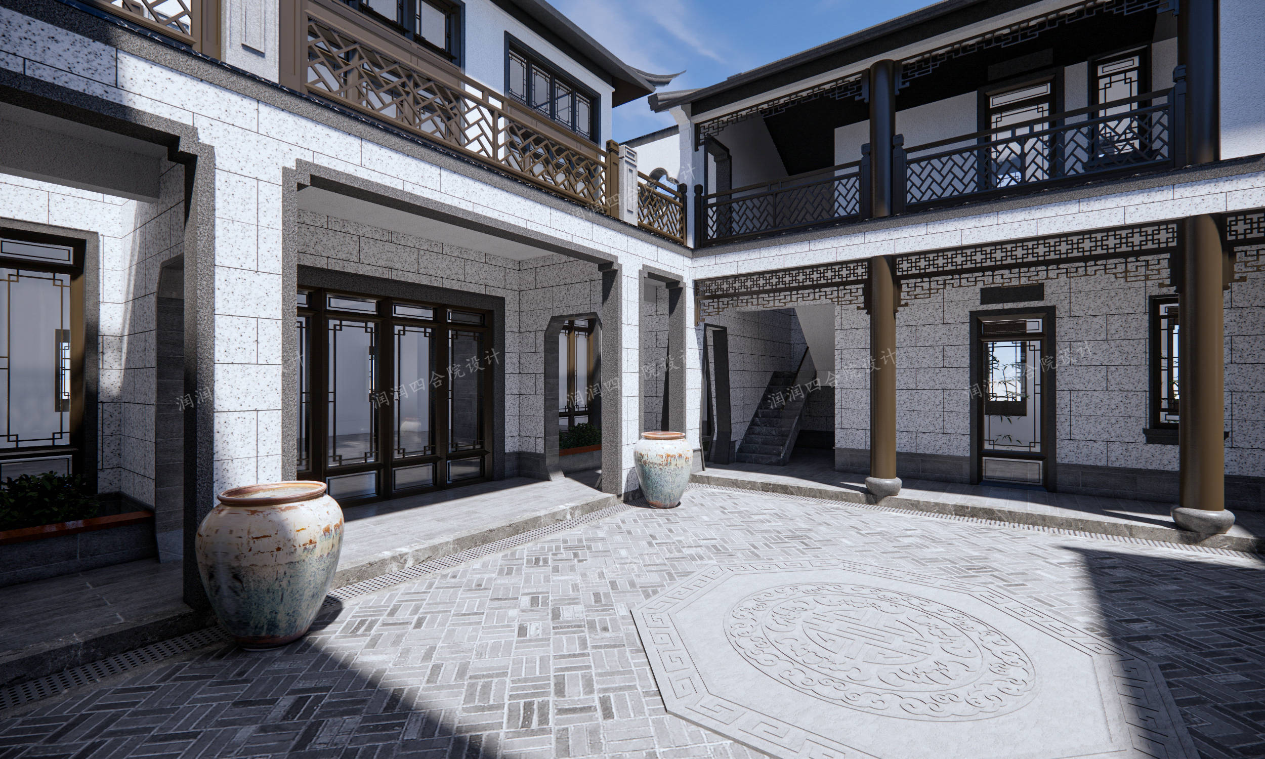 贵州茅台三层新中式四合院农村自建房首选润润四合院设计刘鹰