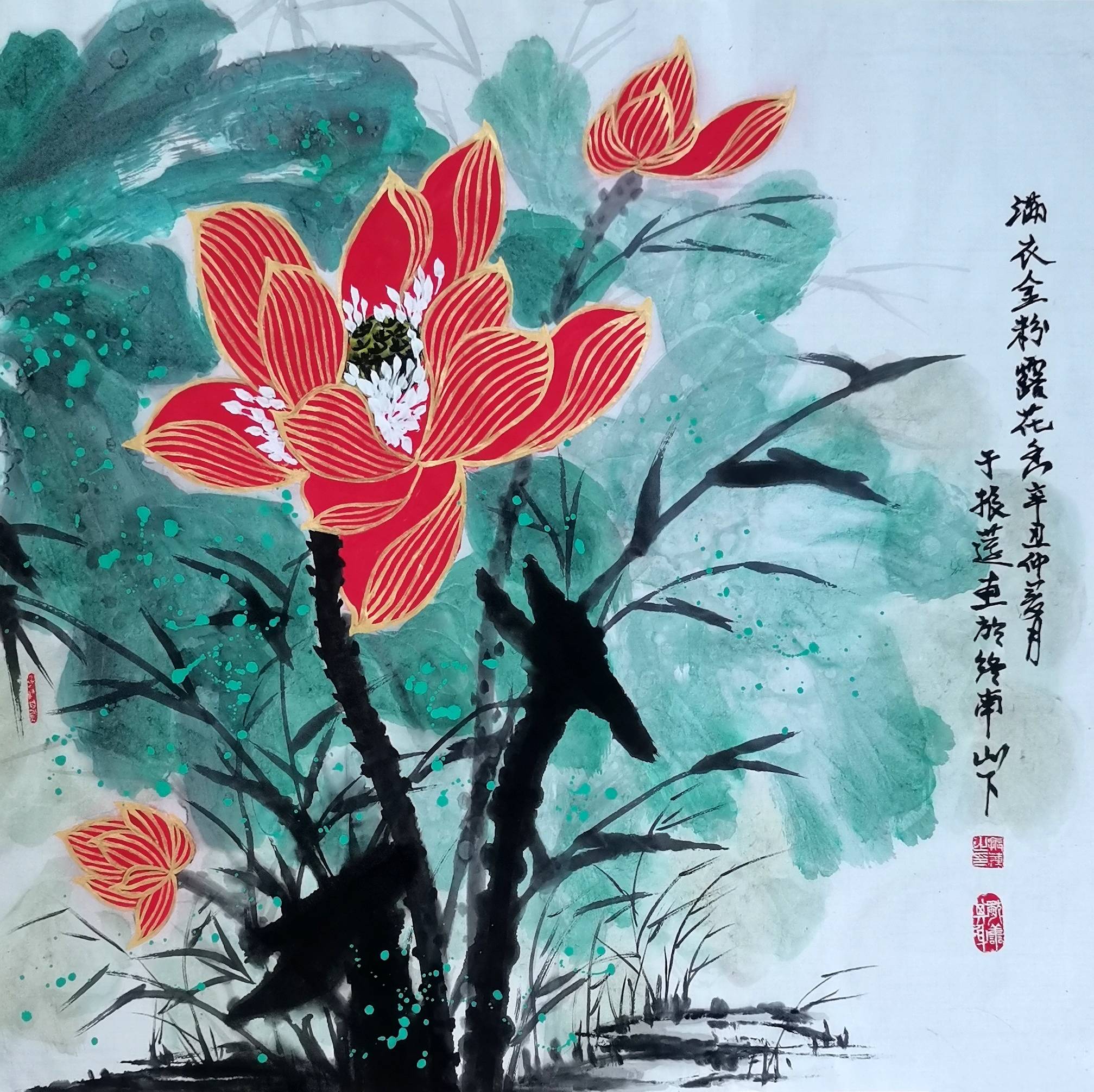 于振莲金笔荷花艺术欣赏