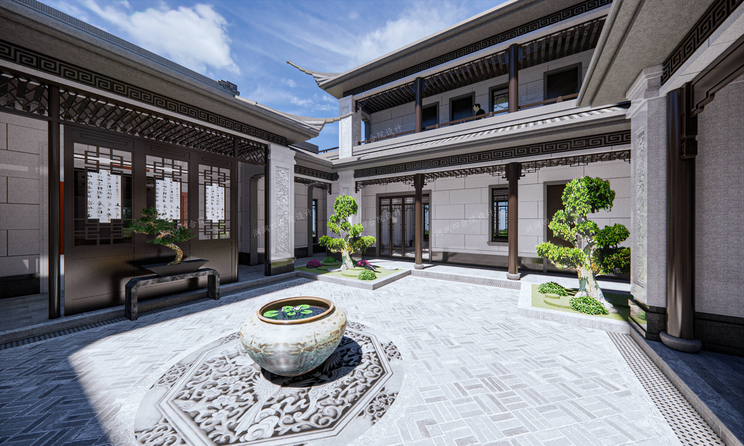 广东三兄弟花千万合建三层四合院2825全石材外装就是豪气