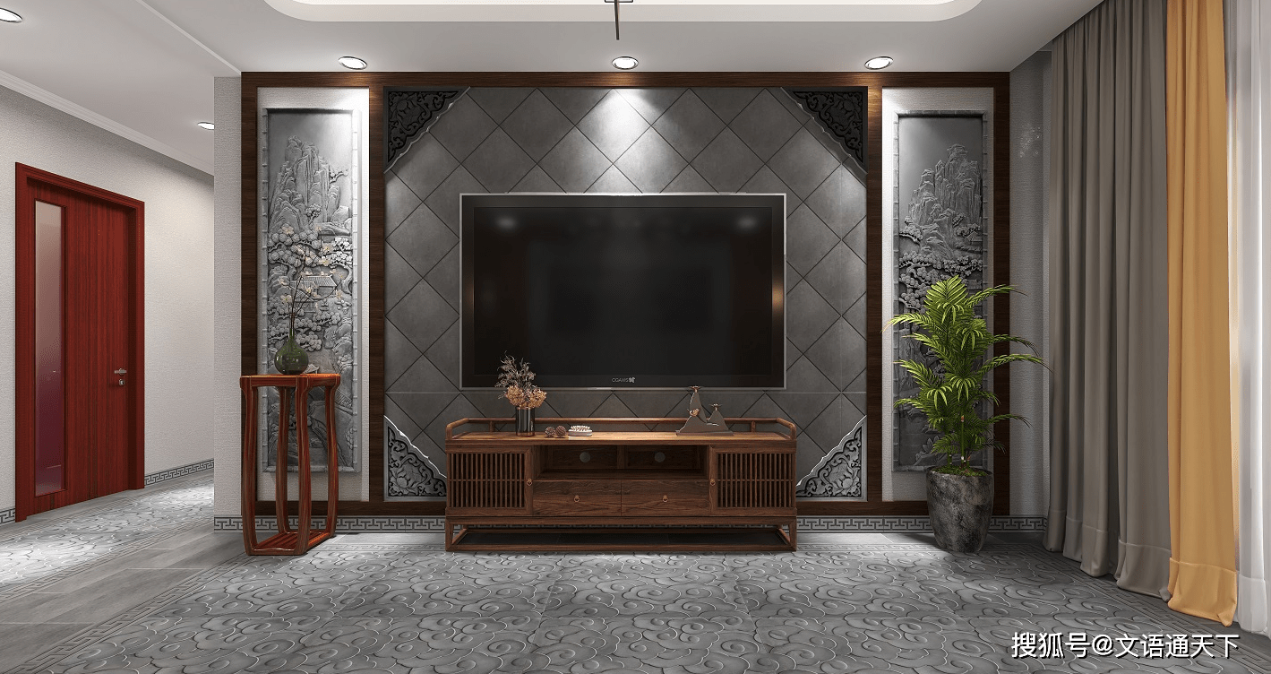 120平新中式装修喜欢电视背景墙的仿古文化砖文艺自然的感觉