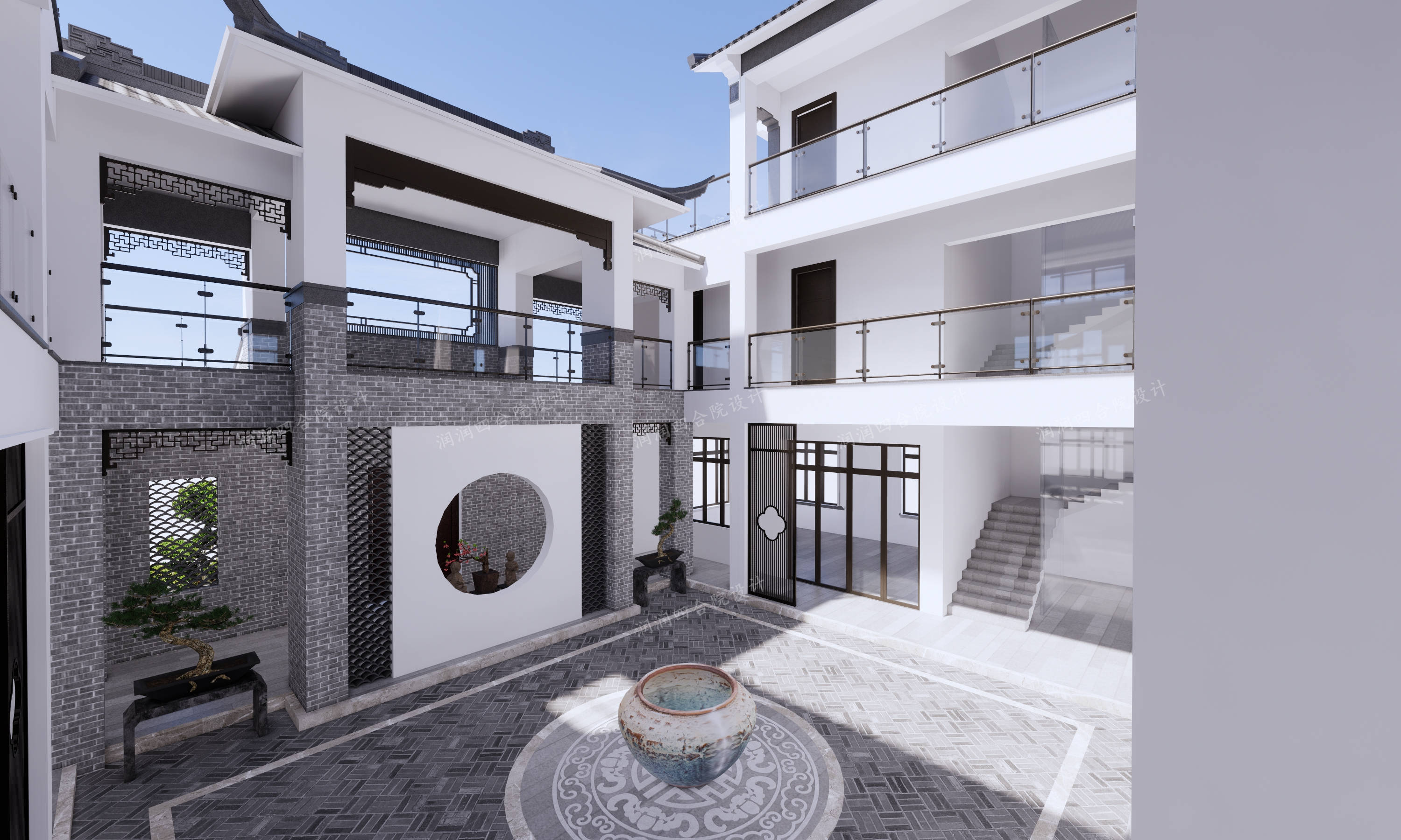 四合院厢房到主楼的景观——润润四合院设计刘鹰原创四合院内庭院的