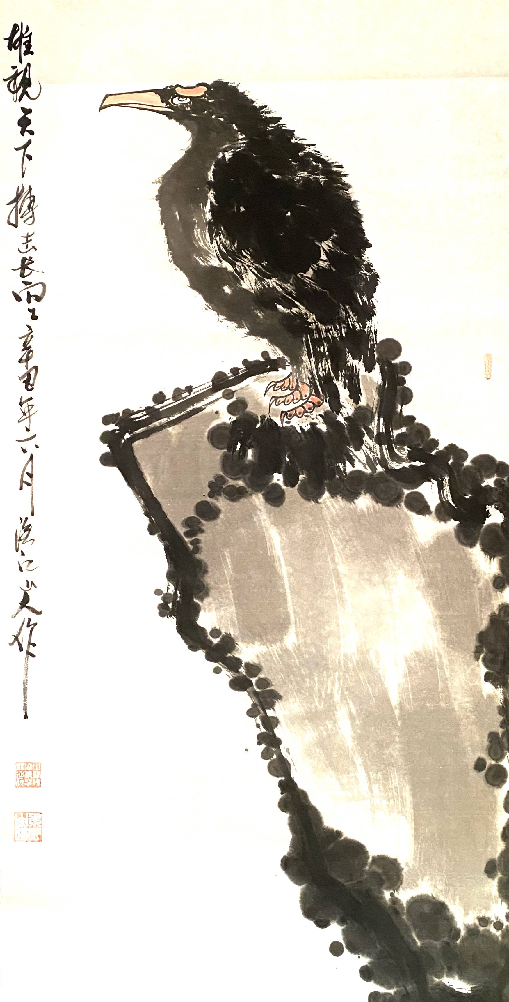 极致的追求画出完美的雄鹰国画家画鹰大家指墨画艺术大师朱祖国