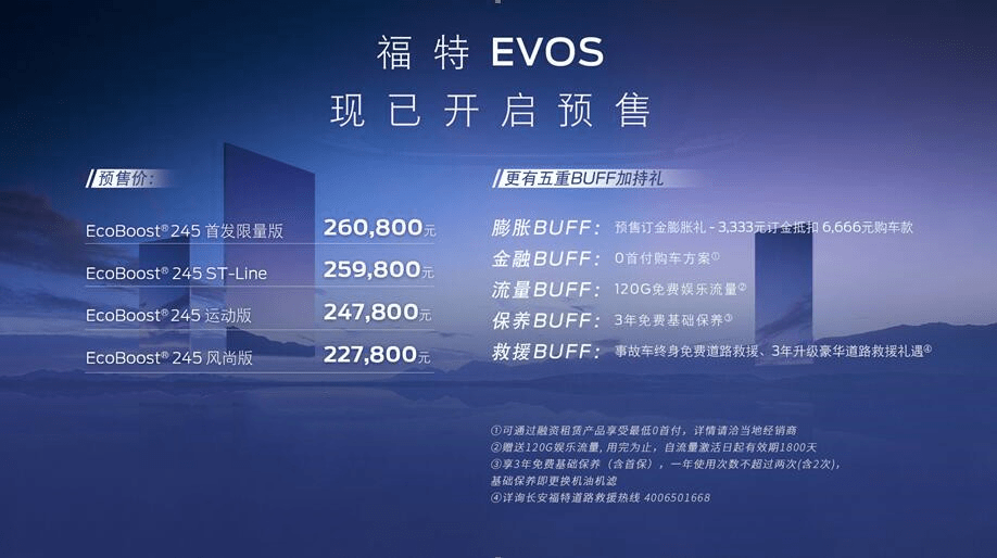 长安福特给你真香警告——EVOS预售价格22.78万起！！