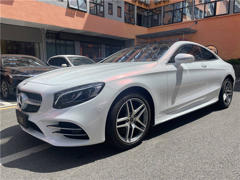 奔驰双门轿跑s450改色贴膜ax钻石白粉-显得更加运动激情