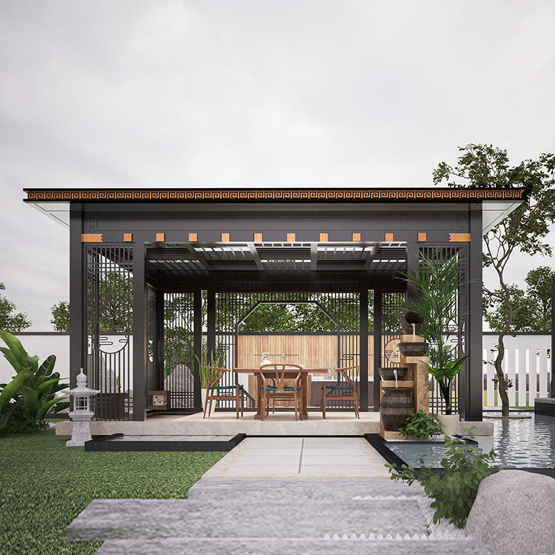 原创新中式凉亭精藏于简妙不可言一座有温度的现代建筑