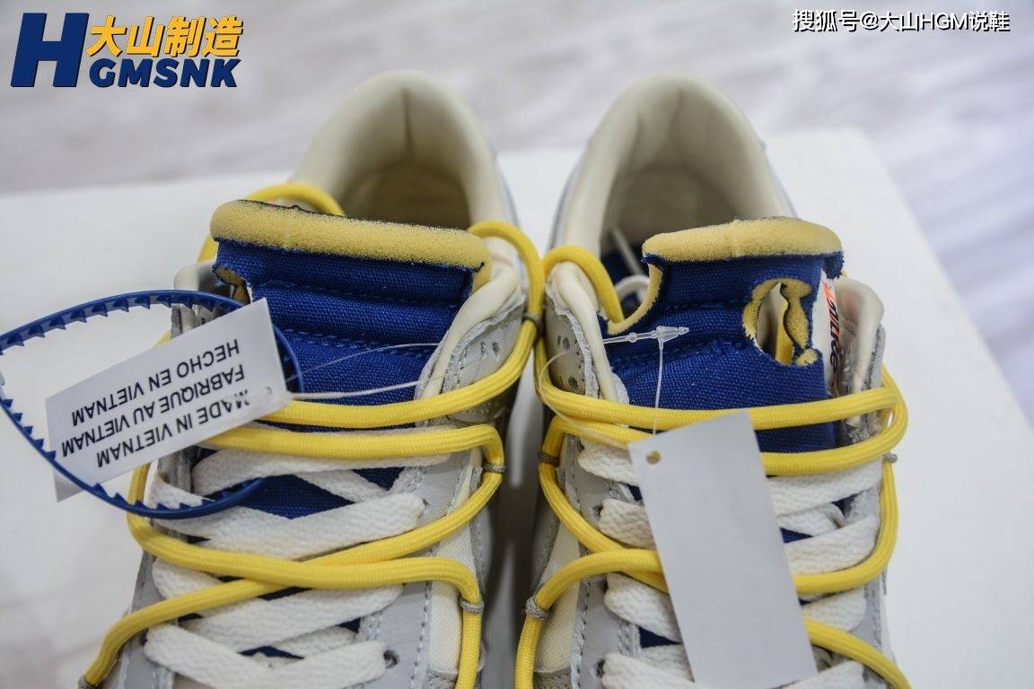 测评盘点 【大山制造】耐克Off-White x Dunk Low &quot;The 50&quot; No.27灰白黄鞋带D