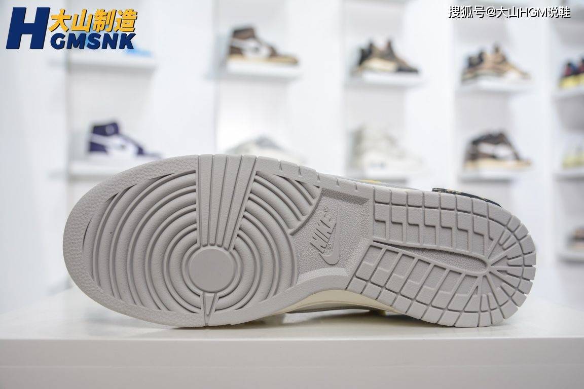 测评盘点 【大山制造】耐克Off-White x Dunk Low &quot;The 50&quot; No.27灰白黄鞋带D