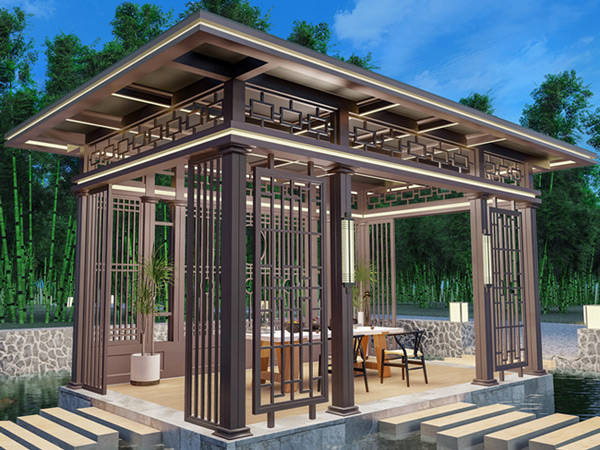原创铝艺凉亭与防腐木凉亭的区别