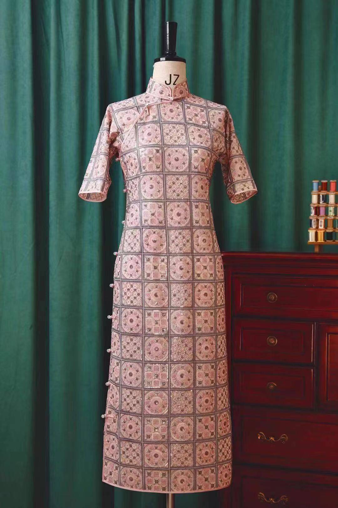 魔杖 梵芮锦刺绣手工刺绣法式刺绣旗袍分享