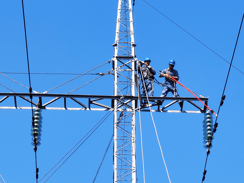 南方电网广西梧州供电局开展登塔检修保供电_线路