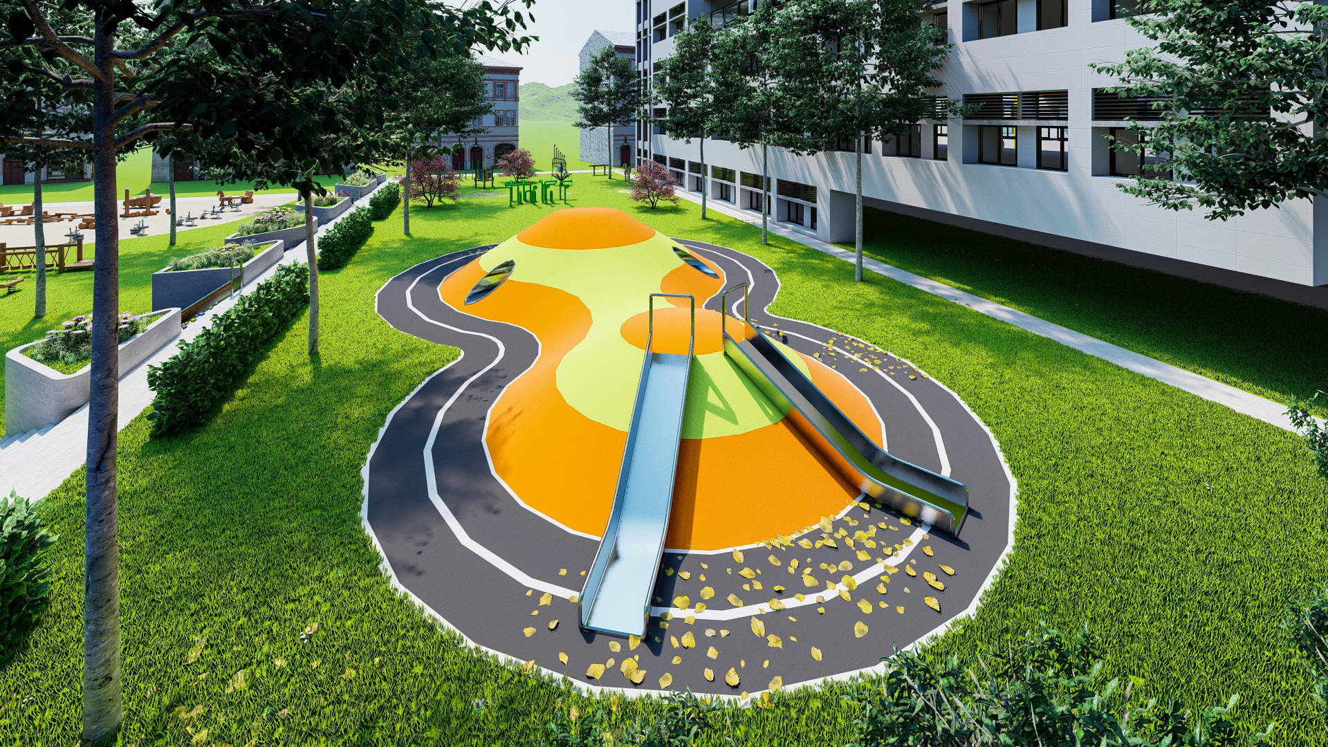 微地形攀爬四,练习社交活动通过游乐设备,孩子在跟他们的同伴或父母