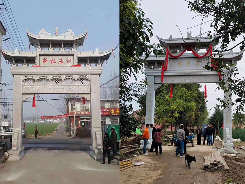 农村村口石牌坊让人喜欢的村庄大门