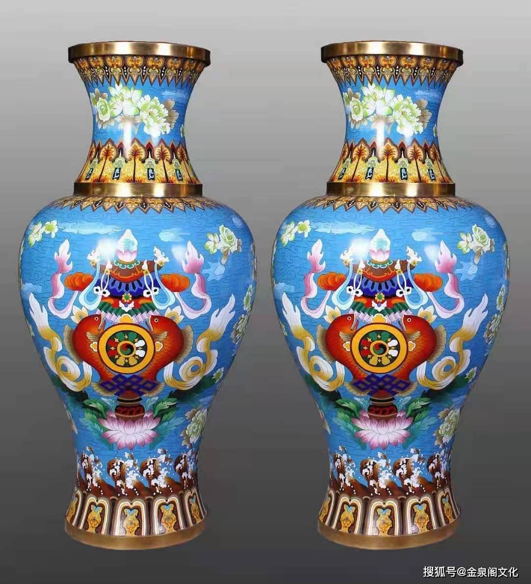 北京铜胎掐丝珐琅景泰蓝40寸八宝观音对瓶_造型_传统_作品