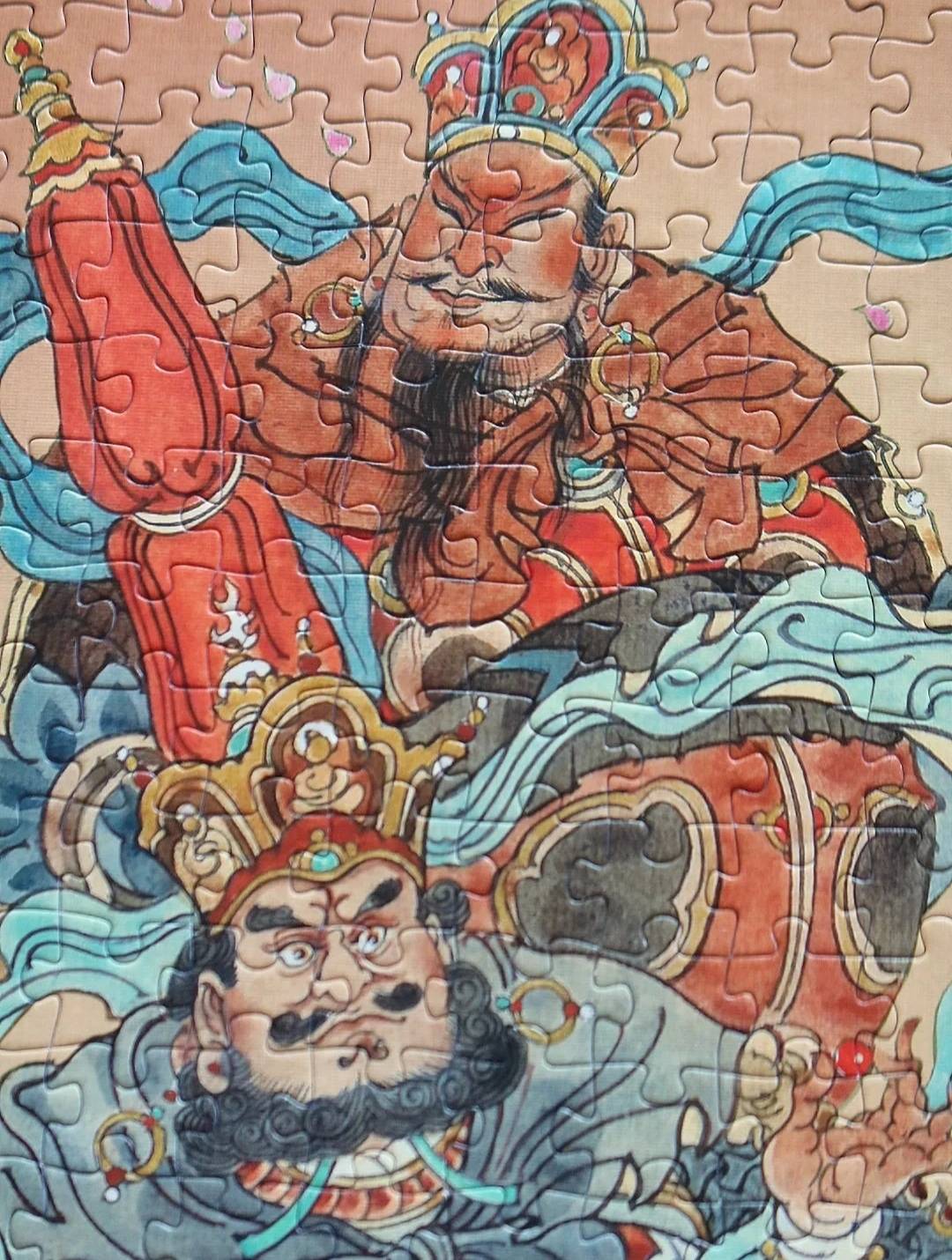 【拼图推荐214】四大天王助阵《风调雨顺》拼图步骤_边框_陈岱青_碎片