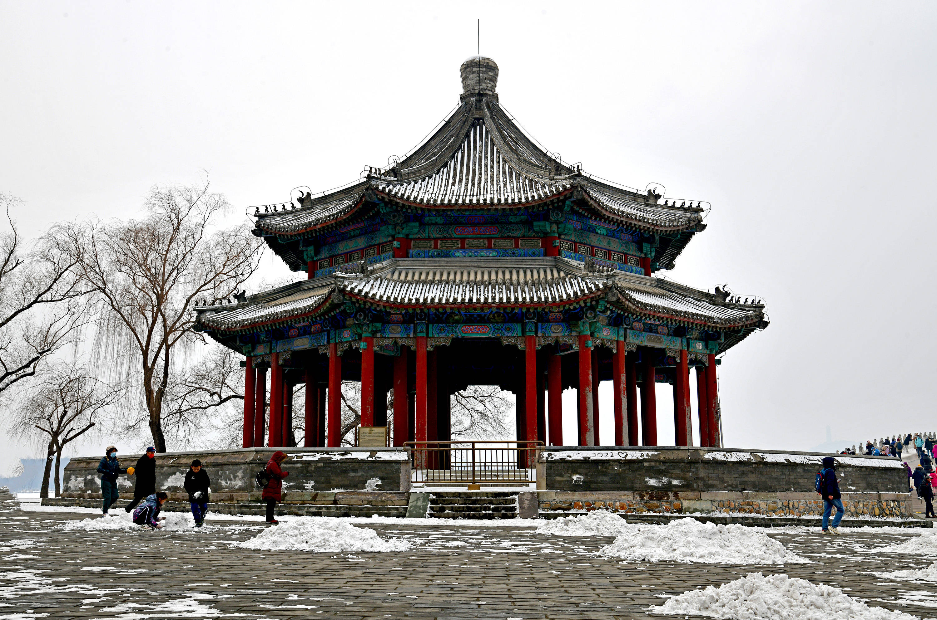 颐和园东堤揽胜(三)——东堤赏雪_绣漪_文昌阁_知春亭