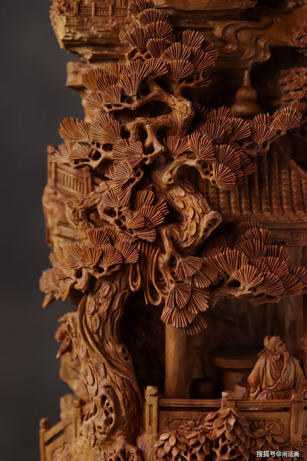 文房清供佳品,老山檀香,指日高升,木雕摆件_雕刻_寓意_人物