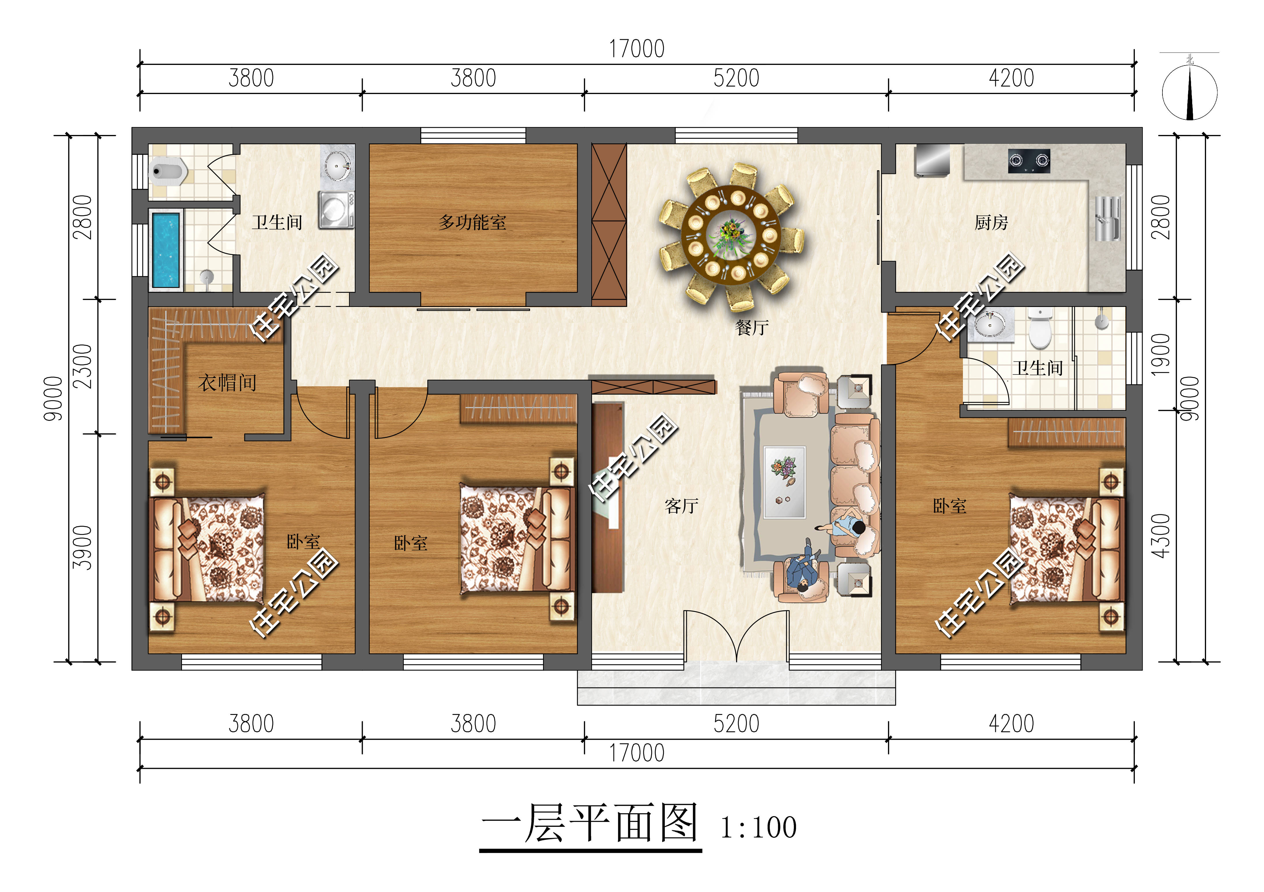 17×9米大平層住宅,溫馨又實用_設計_戶型_雜物間