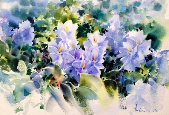 水彩画家adisornpornsirikarn的花卉作品
