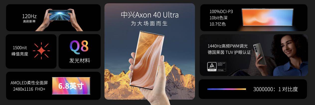 《全新一代柔性屏下摄像技术 中兴Axon 40 Ultra正式发布》