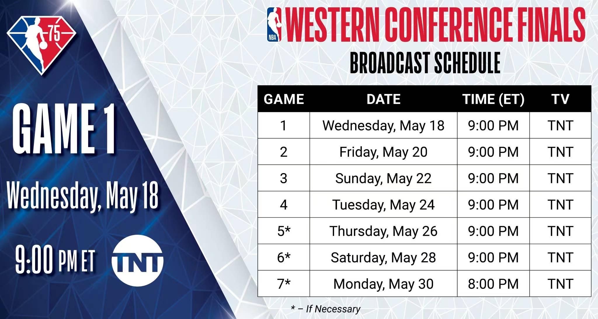 北京时间5月15日,nba公布了西部决赛的赛程