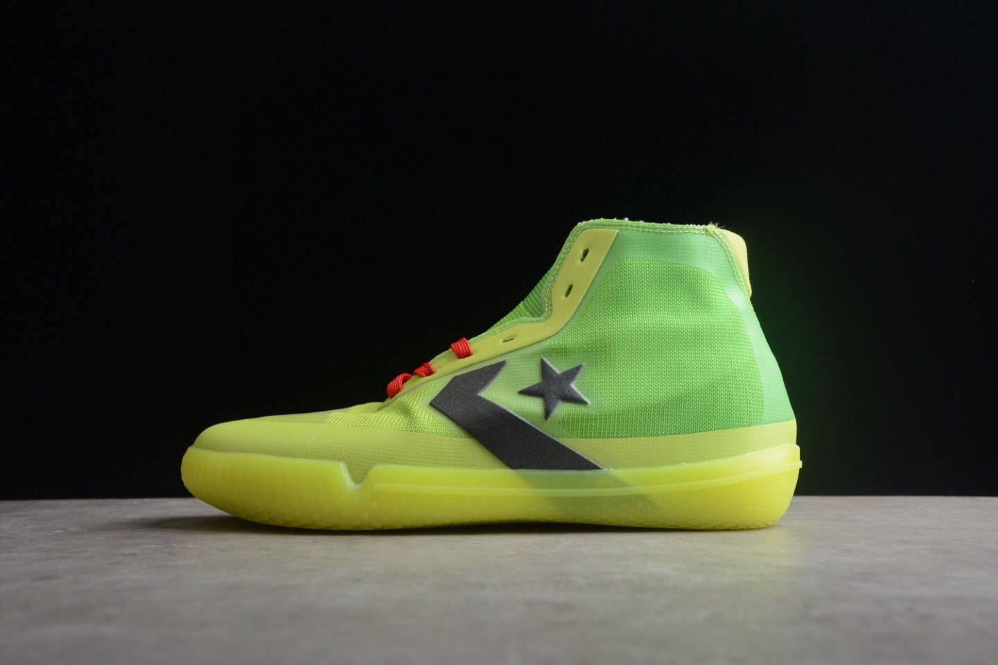 匡威converse all star pro bb 柠檬黄高帮篮球鞋_鞋底_水印_网眼